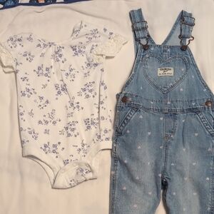 OshKosh B'gosh Light Blue Denim Overalls with Heart Pocket